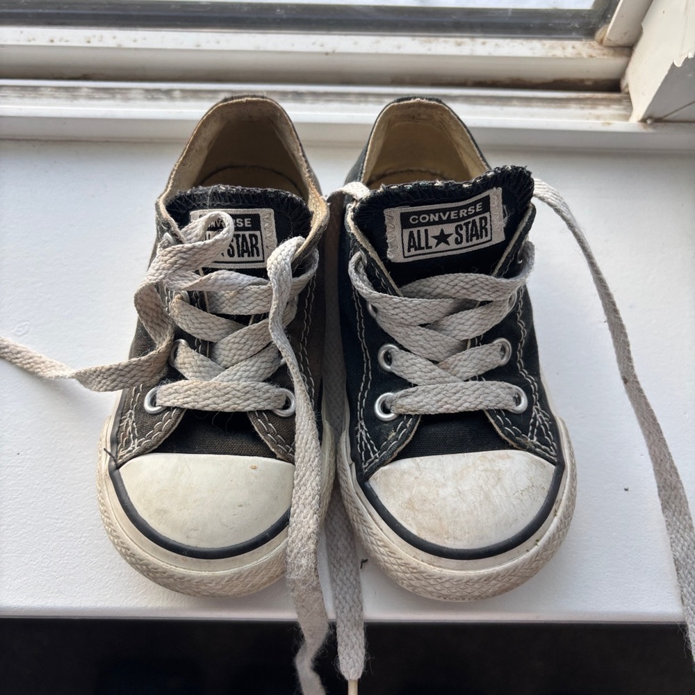 Converse Cream and Black High Tops